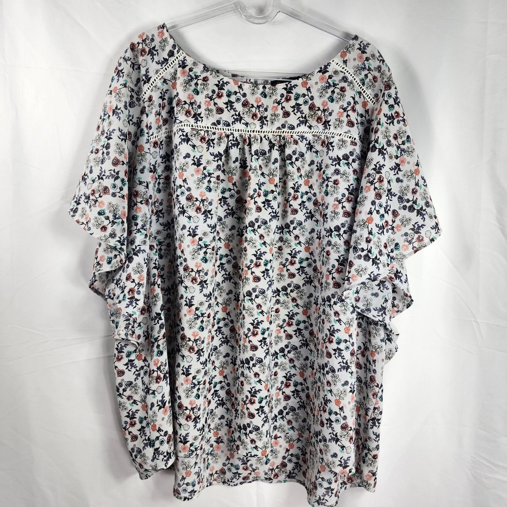 Floral Flutter Sleeve Top Cottagecore Coquette Flowy Empire Waist Womens Plus 24